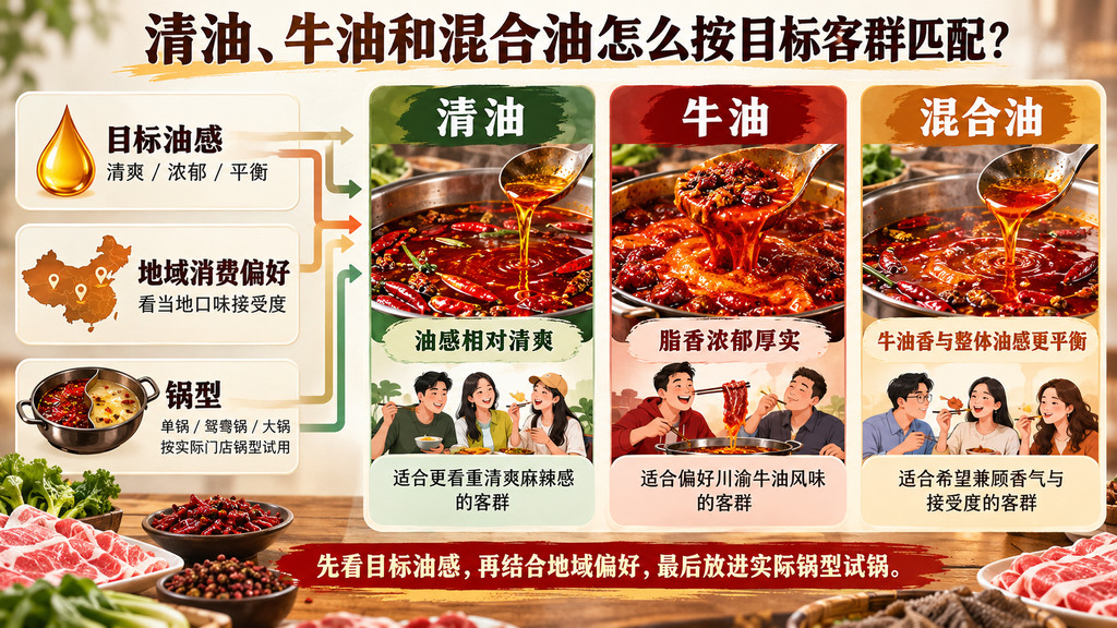 火锅底料清油、牛油和混合油怎么按目标客群划分？